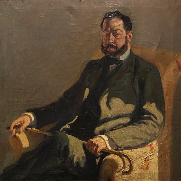 Retrato de cavalheiro sentado, óleo sobre tela