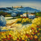 Paisagem da Provença com papoilas, óleo