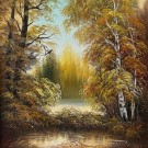 Bosque de bétulas no Outono, óleo