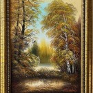 Bosque de bétulas no Outono, óleo