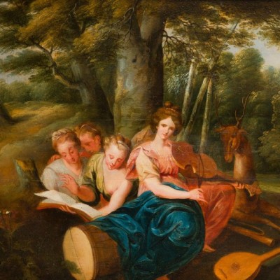Cena galante no bosque, segundo Fragonard