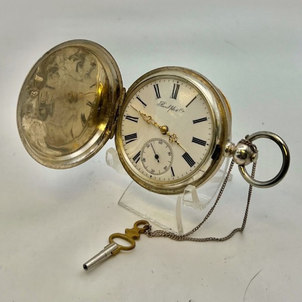 Relógio de bolso de caçador em ouro, com chave