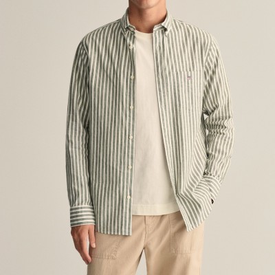 Camisa às riscas de algodão