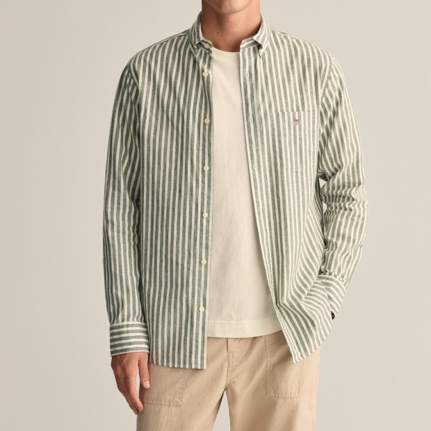 Camisa às riscas de algodão