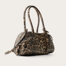 Mala de mão em pele de leopardo estampada