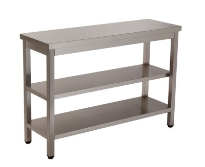 Bancada inox T2 2 prateleiras p/medida Climainox