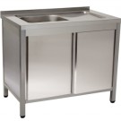 Bancada fechada c/portas e c/cuba de lavagem Modular Climainox