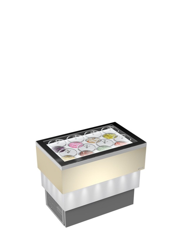 Vitrina expositora de gelados Carrara Creme Vidro total